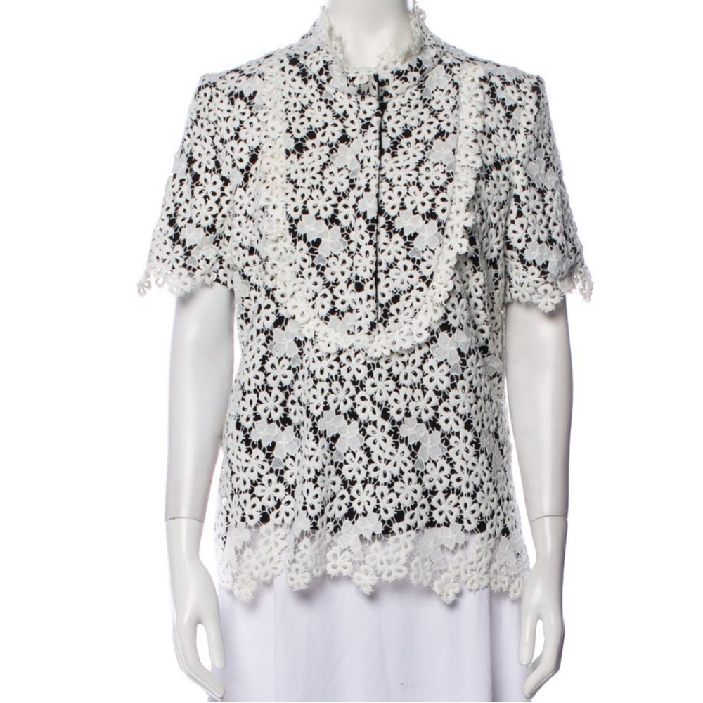 Erdem Elegant White and Black Lace Women's Top Size 10 - Picture 4 of 14